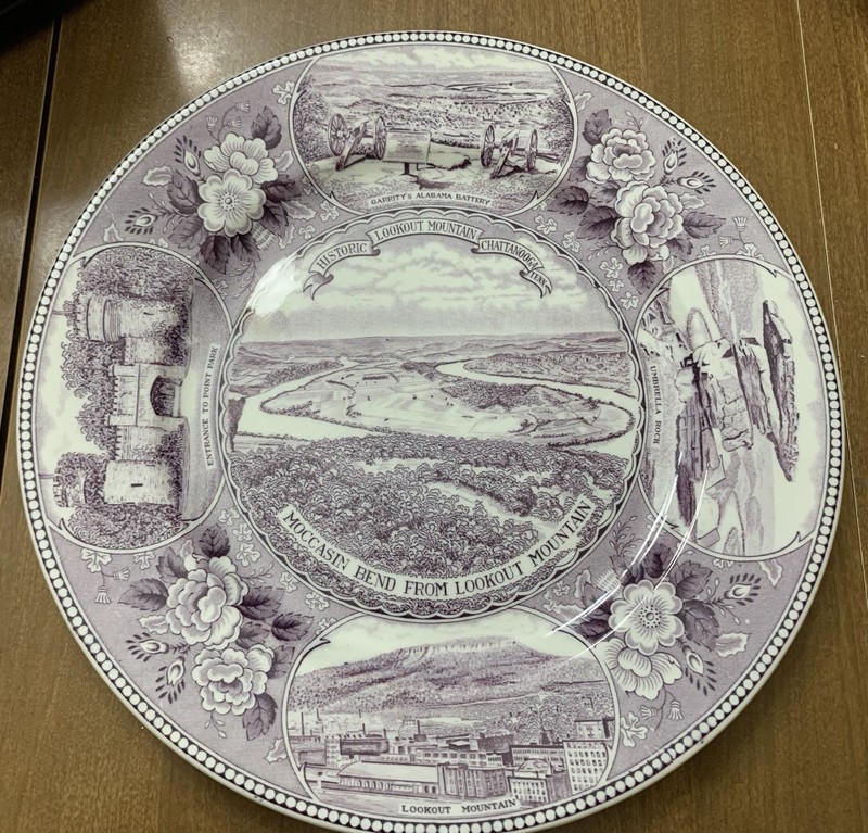 LOOKOUT MOUNTAIN Chattanooga TN Souvenir PLATE Purple Jonroth Staffordshire