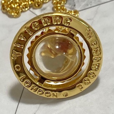 Vivienne Westwood Necklace Crystal Orb PINA Rhinestone S Gold 2.2