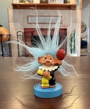 Vintage 1992 The Troll Company Clown Stamp Blue Hair 2.5  Doll Toy