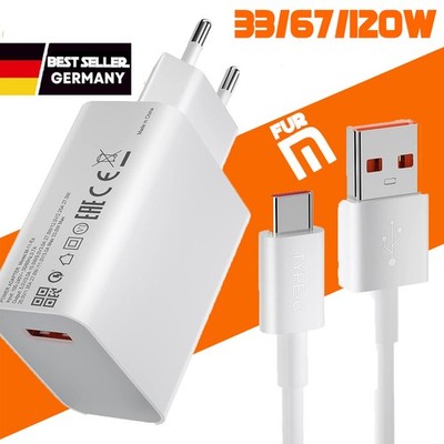 Für Xiaomi /67W/45W/33W Schnell Ladegerät Netzteil 6A USB-C Kabel Redmi