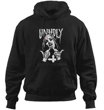 NWT Circle Hoodie, Unholy Nun on front, Nun snorting drugs on back, Black - XL