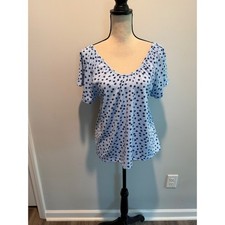 Banana Republic Factory Blue Floral Starburst Scoop Neck Top Women's size Small