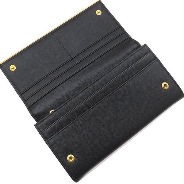 PRADA Long Wallet Logo Plate in Saffiano Nero 7.4*3.5*0.7 inch thumbnail 12