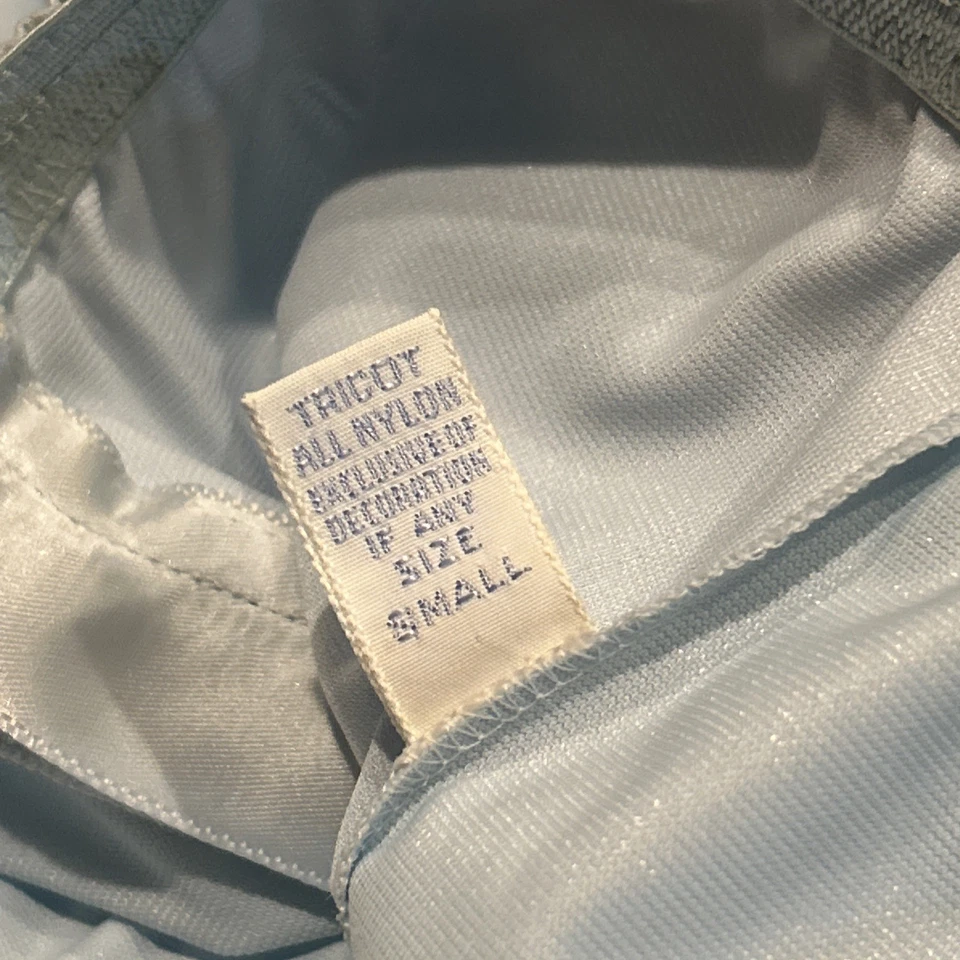 Vintage VANITY FAIR Azul Claro Tricot Nylon y Encaje MEDIO DESLIZAMIENTO Talla S A27 Foto 4 de 4