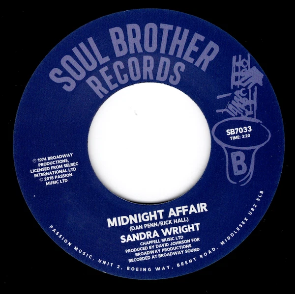 SANDRA WRIGHT Wounded Woman / Midnight - Modern Soul 45 (Soul Brother) Listen - Image 3 of 3