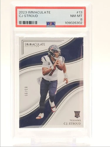 C.J. STROUD 2023 IMMACULATE ROOKIE FOOTBALL TEXANS RC /99 PSA 8 Q6646