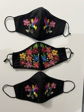 Artisanal Embroidered dual layer cloth Face Mask Set Of 3 Preowned