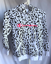 Champion Hoodie Girls White black Animal Leopard Print Pink letters