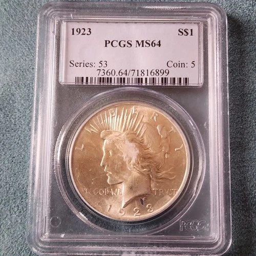 1923 Philadelphia Peace Silver Dollar $1 PCGS MS64