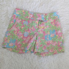 Vintage Lilly Pulitzer White Label Size 2 Shorts Monkey Palm Tree Pink