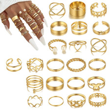 22 Stück Boho Gelenk Fingerringe, Stapelbare Midi Ringe Set, Gold Vintage Stapel
