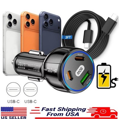 90W Fast Charging Car Charger Type-C Charger For iPhone 17e 16e 17 16 15 Pro Max