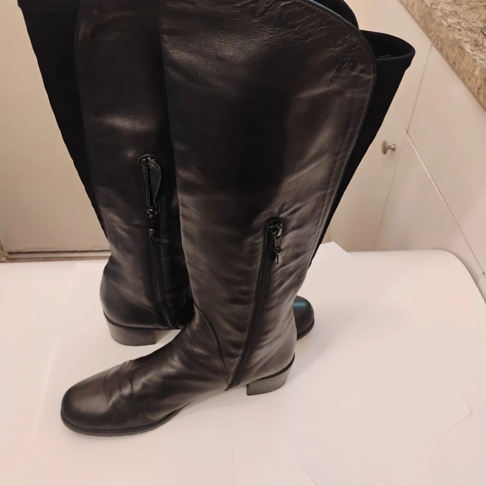 Botas hasta la rodilla Stuart Weitzman para mujer, cuero negro, para mujer 8,5 M  Foto 4 de 4