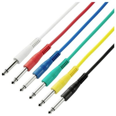 Adam Hall K3IPP0090SET 6x Jack 6.3mm Mono Audio Cable 0.9m White Red Blue Green