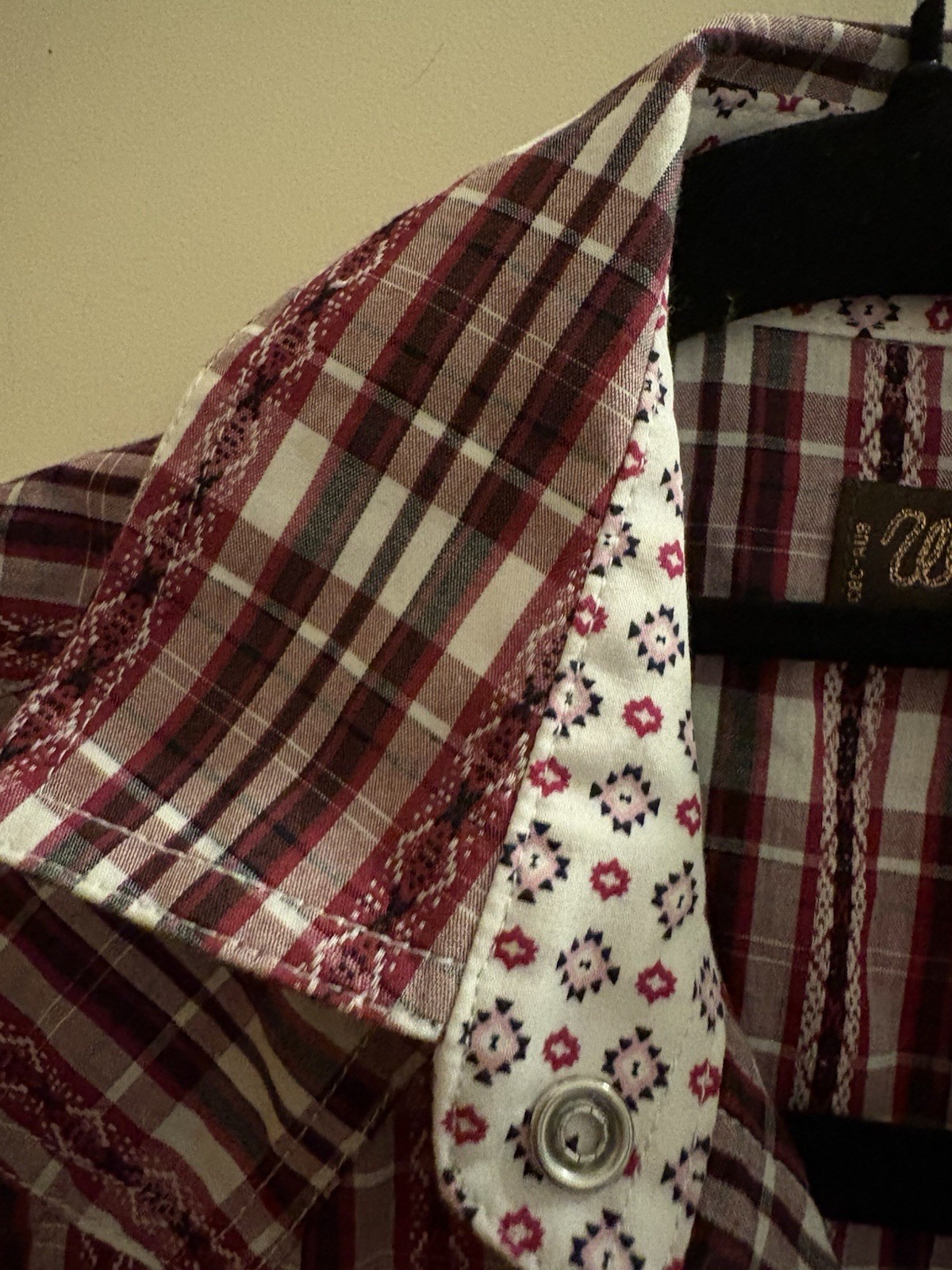 Wrangler Womens Small Pink Western Check Shirt Long Sleeve Pearl Snap Button Up thumbnail 4