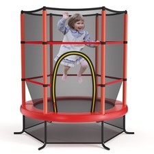 55" Kids Trampoline Bouncing Jumping Mat Recreational Trampoline W/Enclosure Net