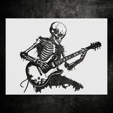 Skeleton Guitar Player Custom Painting Stencil for Unique Artistic Expression…