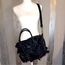 Steve Madden Y2K Classy Elegant Black Ruffled Frilly Crossbody Purse Handbag