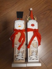 Weihnachtsdeko Schneemann / Rentier Holz beleuchtet