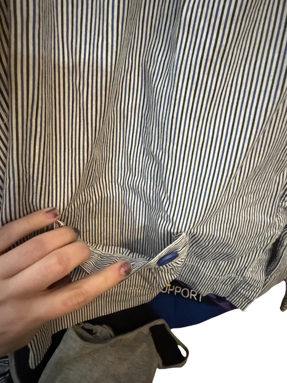 Sandro Striped Button Down Shirt Jacket Blue Whit… - image 3