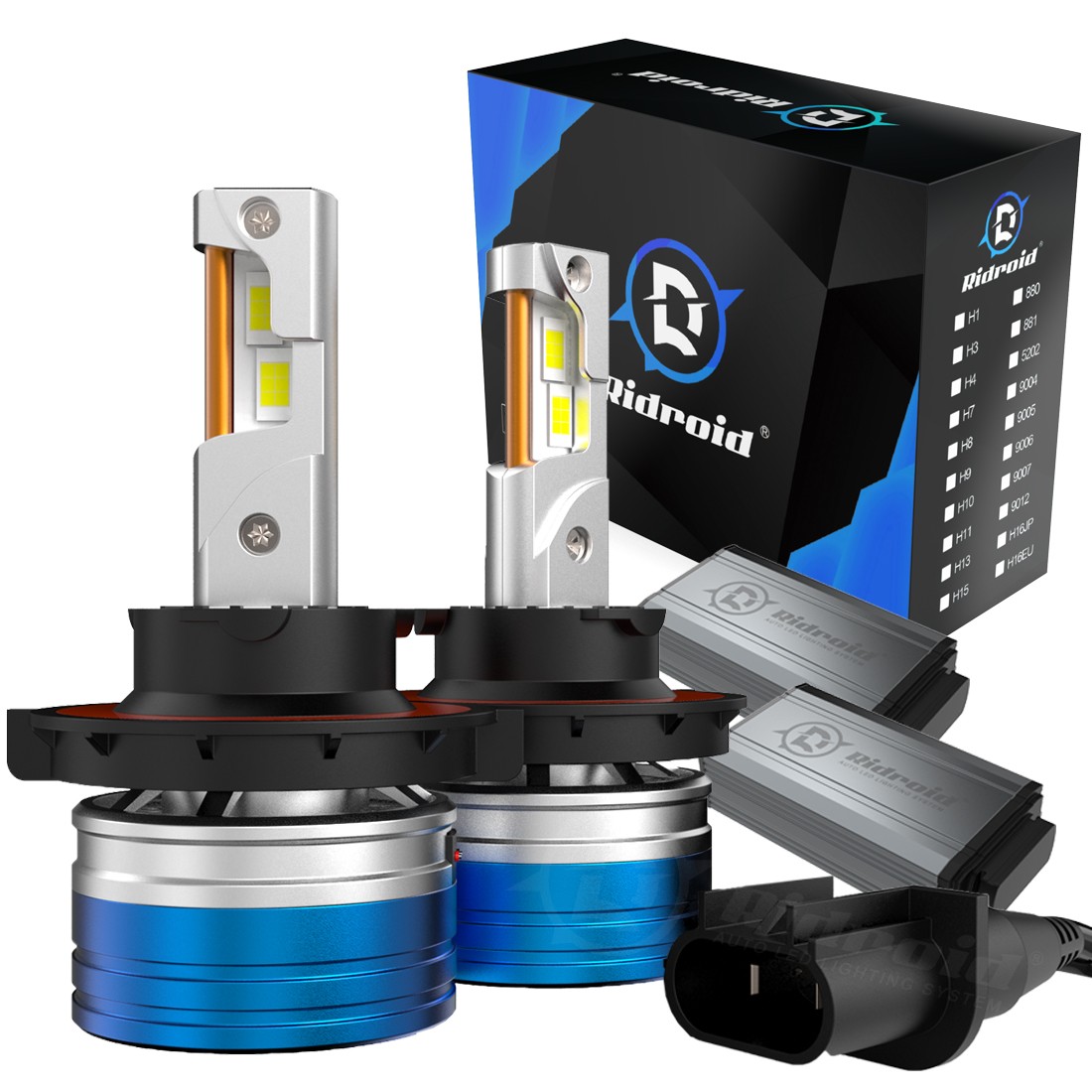 RIDROID H13 9008 LED Headlight Bulbs Kit High Low Beam Super Bright Canbus 6500K