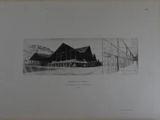 Antique Paris France Art Print Temple Market 1860 French Expo 1900 Original