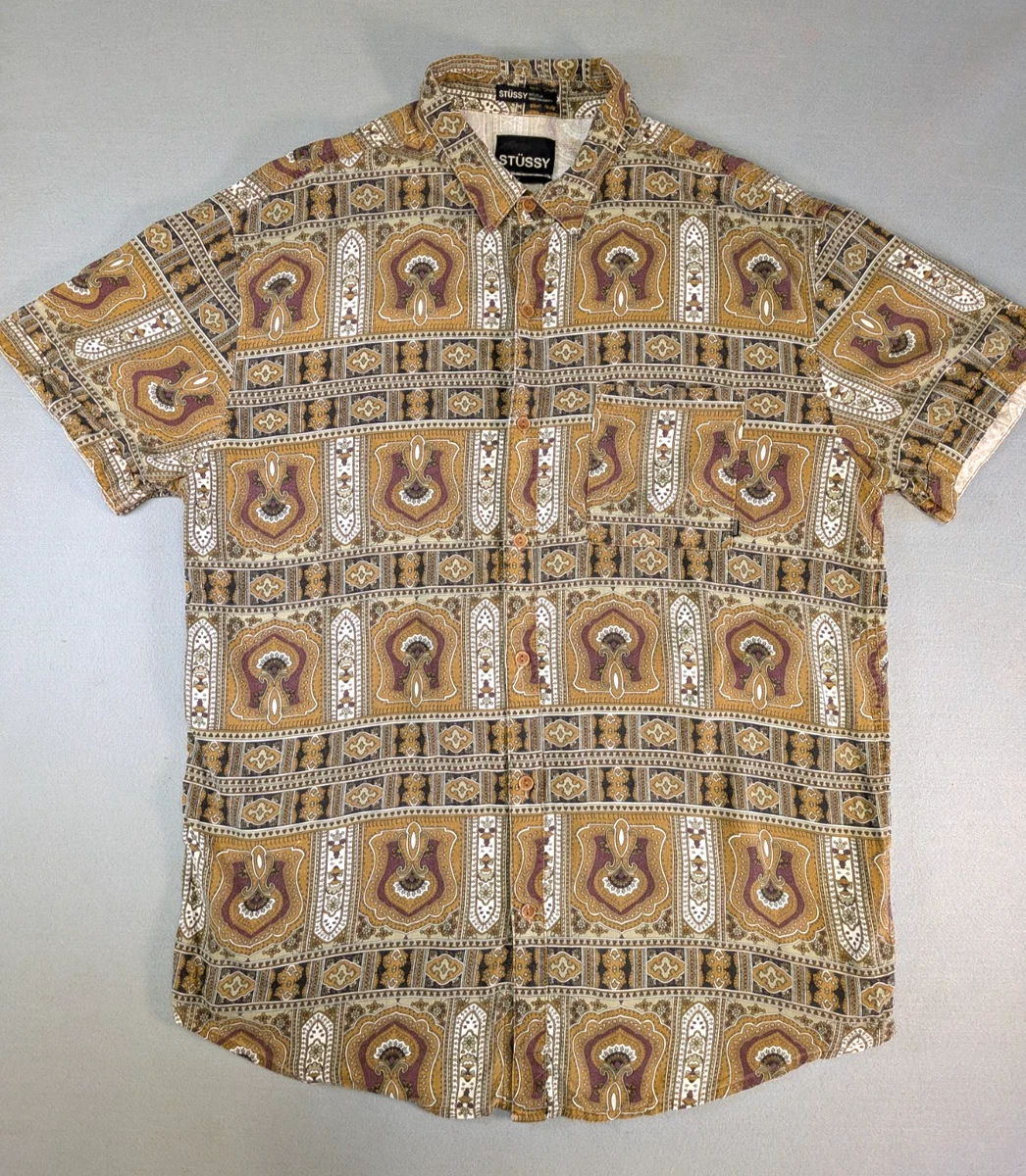 シャツ STUSSY UNION PAISLEY SHIRT XL Stussy Paisley Button-Up Casual Button-Down Shirts for Men for