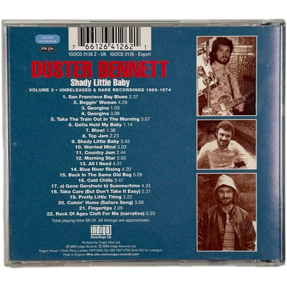 Duster Bennett – Shady Little Baby CD 2000 Indigo Blues Rare Unreleased Tracks Foto 3 de 4