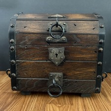 Antique Primitive Medieval Gothic Wooden Treasure Pirate Chest *Read*