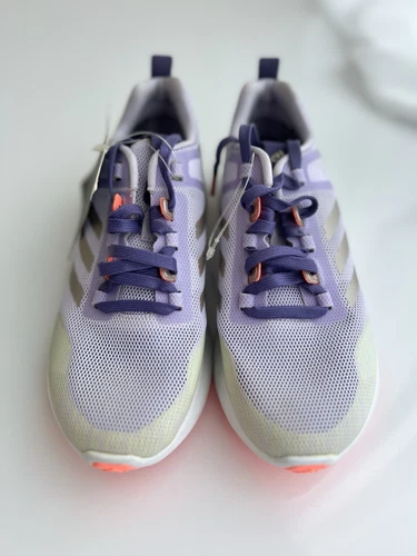 Scarpe da corsa Adidas Edge Bounce viola bianche nuove con etichette taglia 7 campione scarpa