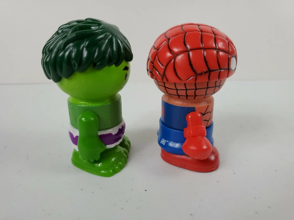 Play Town 2007 Marvel Spider-man & Friends Real Wood Figure Play System Lot of 2 - Image 4 of 4