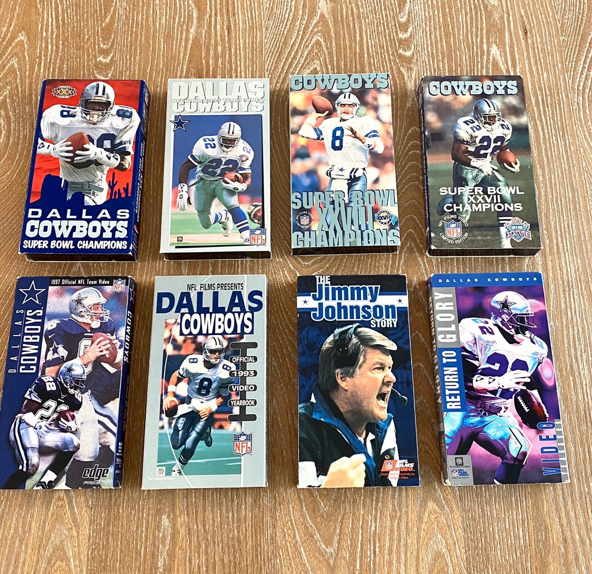 Vintage Dallas Cowboys Set Of 8 VHS Tapes NFL Jimmy Johnson