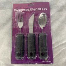 Weighted Utensils Set - 3-Piece Heavy Duty, Stainless Steel Fork, Knife, Spoon