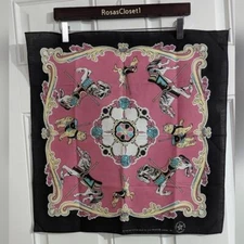 Vintage Pastel Carousel Animal Novelty Poly/Cotton Bandana/ Handkerchief 