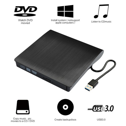 External CD DVD Optical Drive USB 3.0/2.0 CD Writer ROM Rewriter Burner Reader - Picture 14 of 15