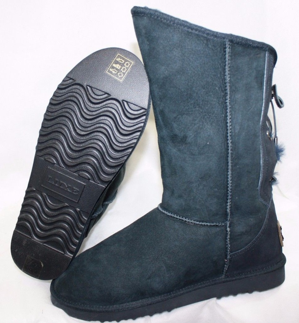 Bottes Courtes Femme Australia Luxe En Mouton - Taille 10 US - Bleu Marine - Neuf Emballé Tziganes