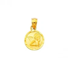 Protection Guardian Angel 14k Yellow Gold Charm Prosperity Pendant Dije de Oro