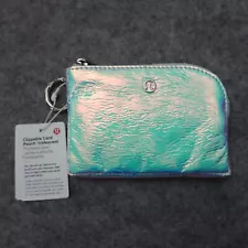 New Lululemon Clippable Card Pouch Iridescent IRDS/SLVR Water Repellent Zippered