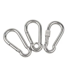 304 Stainless Steel Locking Carabiner, Spring-Loaded Snap Hook, Heavy Duty