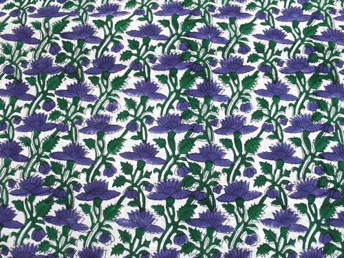 Indian Hand Block Floral Printed Cotton Running Voile Dressmaking Voile Fabric - Picture 74 of 86