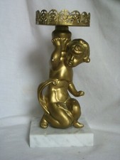 vintage ornate baby statue cherub pedestal candle holder marble base