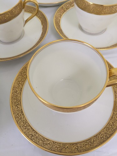 Antico piattino tazza da tè 1903 Theodore Haviland bordo oro Limoges Francia set di 10 - Foto 18 di 23