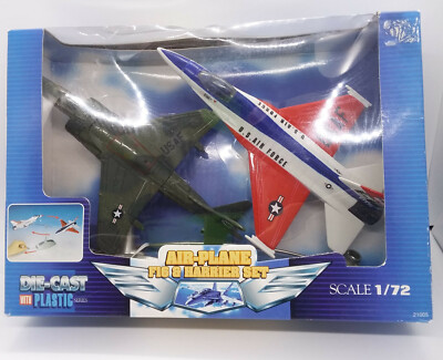 Vintage 1996 New Ray Die-Cast Airplane F16 & Harrier Set On Rotating Stand 21005 | eBay
