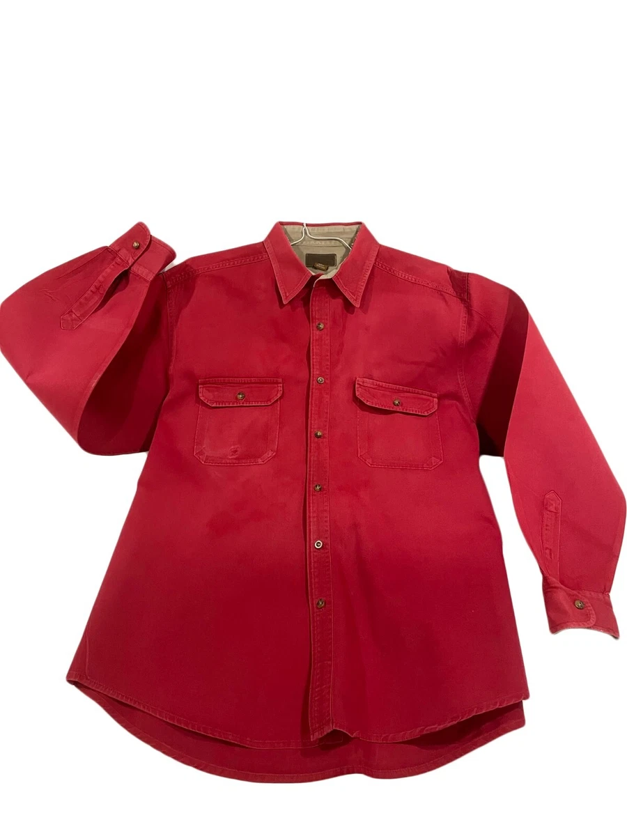 Men s Solid Red Button Down Shirt Large eBay