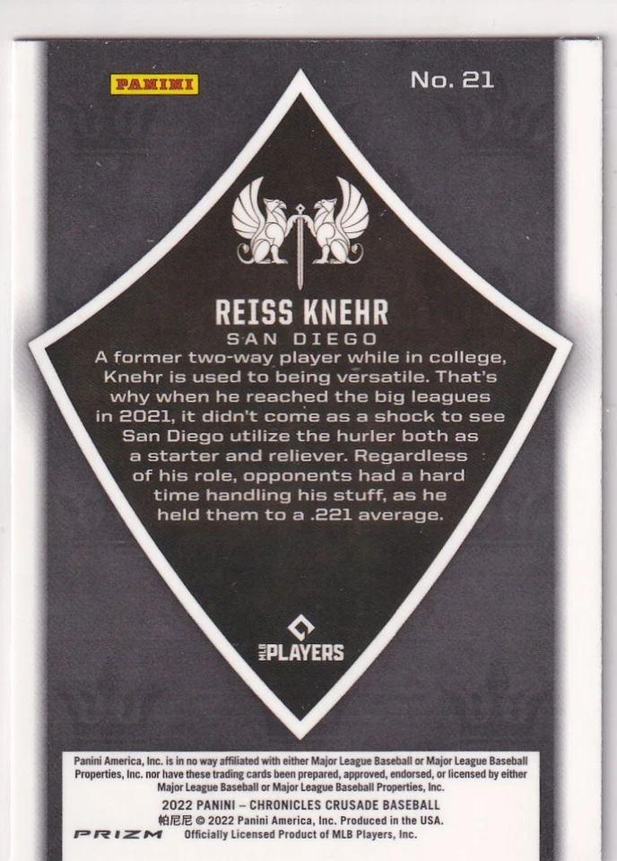 2022 CRUSADE PRIZMS PINK PULSAR RC REISS KNEHR PADRES PRIZM CHRONICLES (AA)-547 - Image 2 of 2