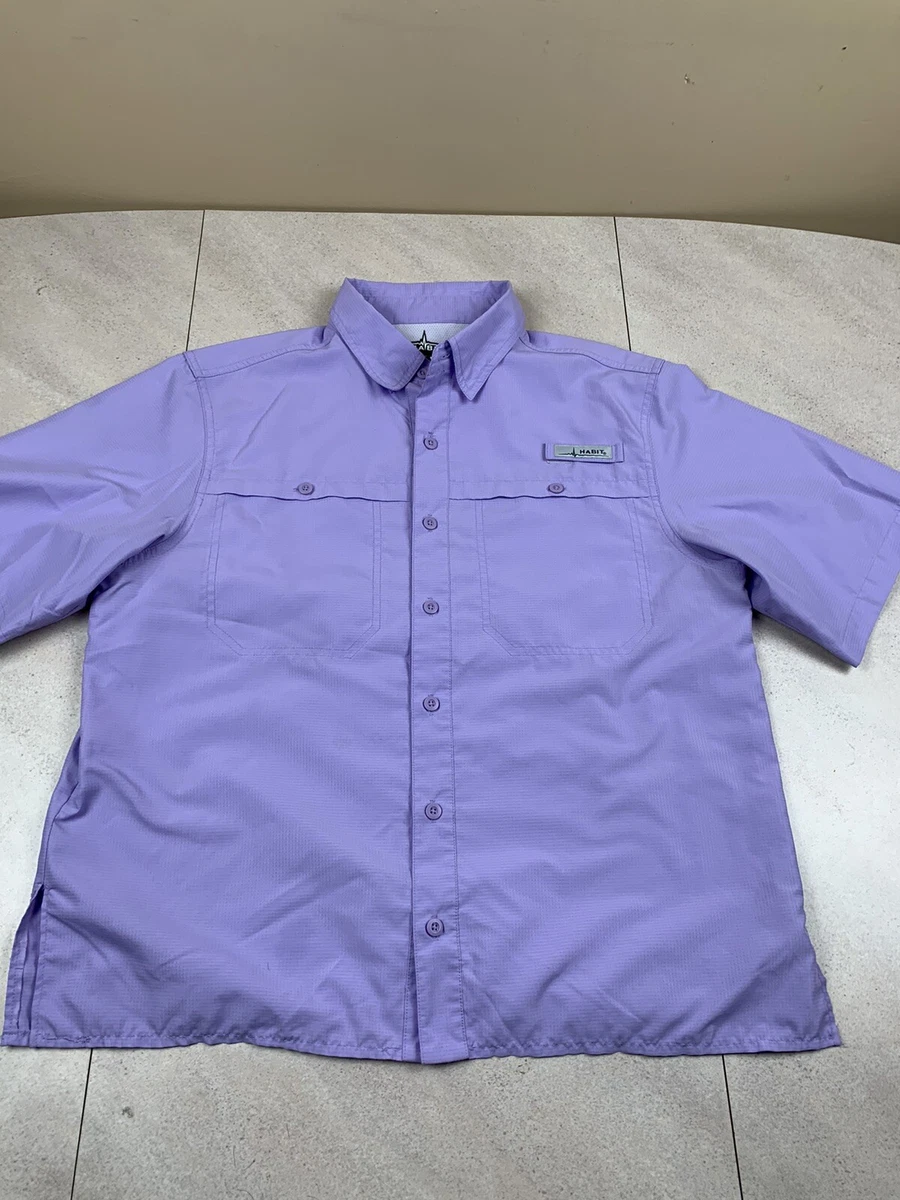 Habit Fishing Shirt Men’s Medium Vented Button Up UPF 40 Hiking Purple