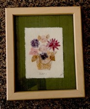 Vtg Dried Pressed Wild Flowers Signed Wall Art Picture Pine-Frame 9 1/2  X 11