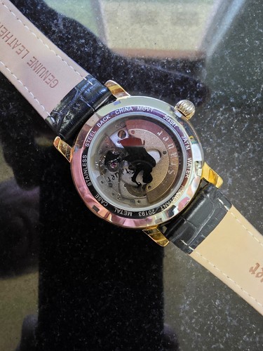 Vintage Stauer 20193 Automatic Calendar Moon Phase 27 Jewels Tested WORKS Watch - Picture 8 of 8