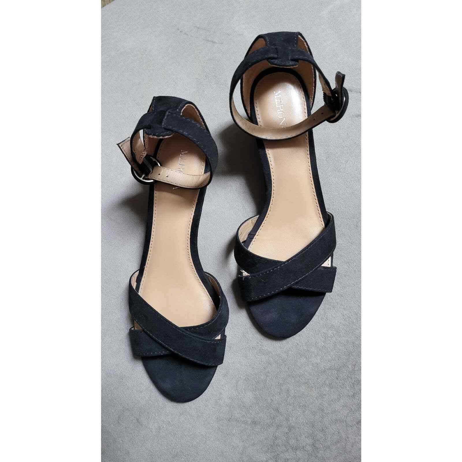 Merona black wedge strappy sandals 7 | eBay