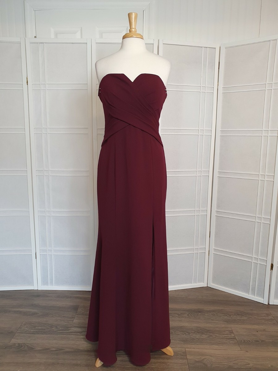 dress size 12 color wine long lenght designer bill levkoff | eBay